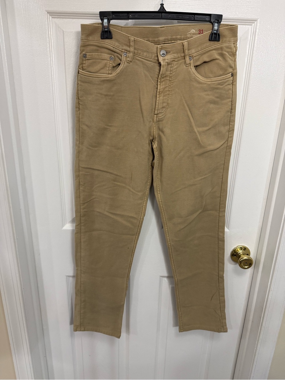 Men’s Faherty Stretch Terry 5 Pocket Khaki Pants Size 31x28 Casual Comfy Stretch